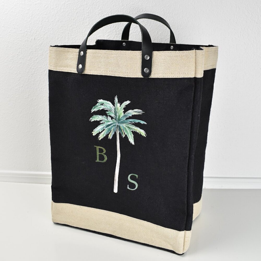 Apolis Market Bag Black Palm Tree BS Tote Bag - Picture 1 of 12